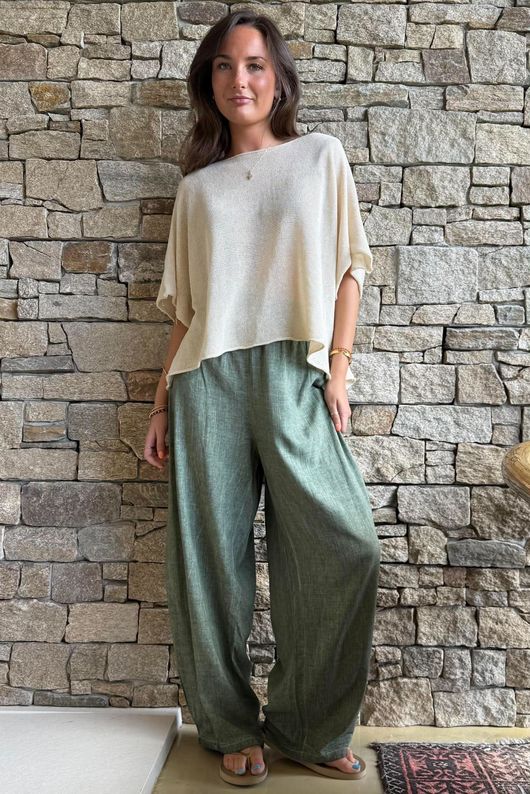 Lindin Linen Blend Dart Barrel Pant Washed Khaki